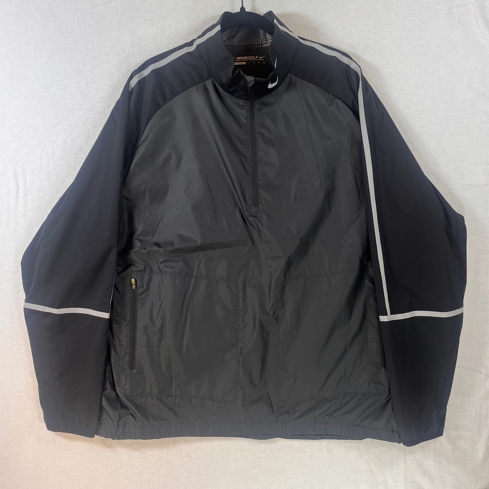 Nike Golf Windbreaker Pullover Jacket XXL Black 1/4 Zip Swoosh Golf Mens